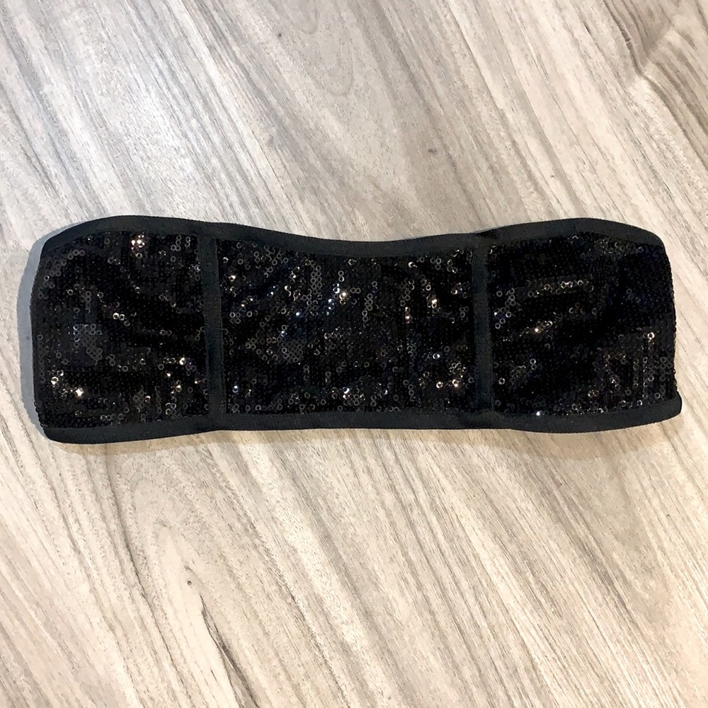 Black sequin bandeau top (with stretch)